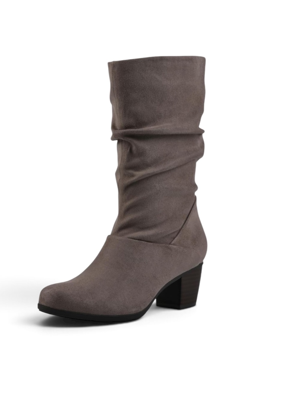 Cliffs by White Mountain Women's Angelie Cushioned Rouched Block Heel Mid Shaft
